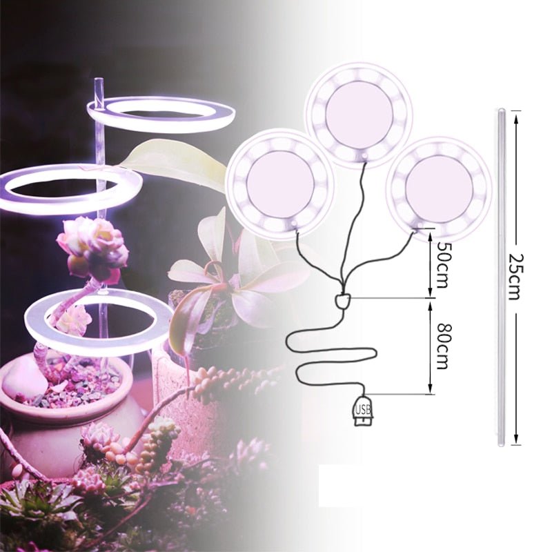 Angel Three Ring Grow Light DC5V USB Phytolamp For Plants Led Full Spectrum Lamp For Indoor Plant Seedlings Home Flower Succulet - Huna Loa